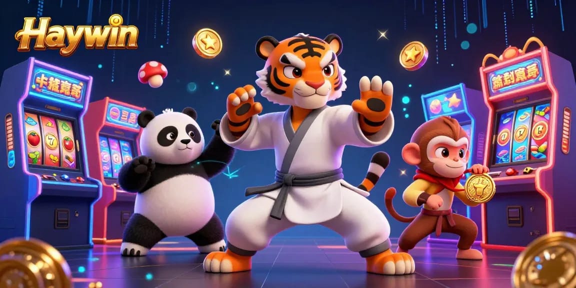 Experience thrilling gameplay at Haywin, where a kung fu tiger, panda, and monkey enhance your casino adventure.