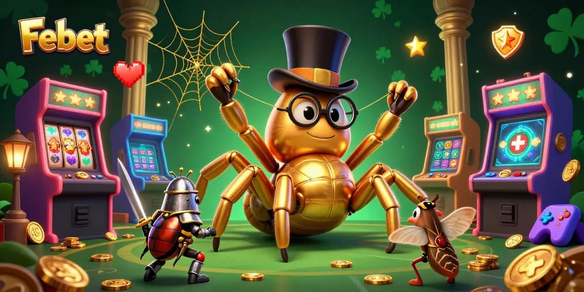 Experience winning strategies with Febet in a vibrant casino illustration filled with gaming excitement.