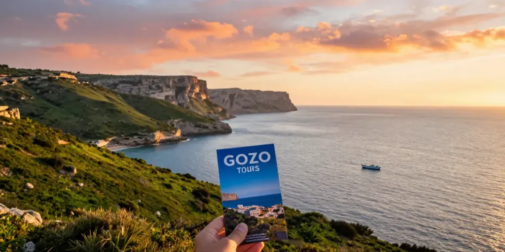 Discover Gozo tours with breathtaking views of the island's coastline during sunset.