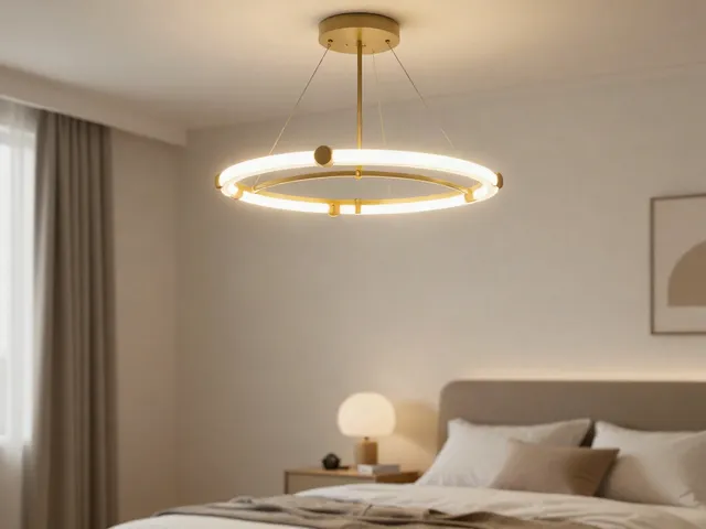 Lustra dormitor modernă pentru iluminat călduros în cameră.
